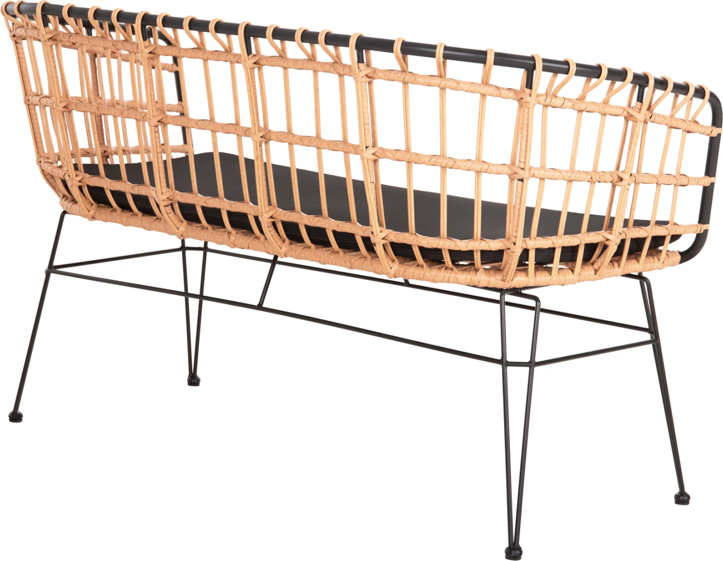 Divan për jashtë, dy ulëse, ALLEGRA, FH5692.11, ratan sintetik, ngjyrë bezhë dhe e zezë, 125x60x77 cm