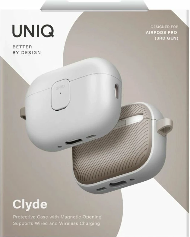 Kutí AirPods Pro 3 Uniq Clyde, gri-bezh