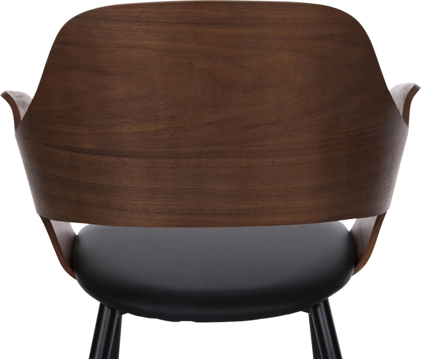 Karrige ngrënieje VELP FH9616.03 dru ngjyrë arre-PU e zezë-këmbë metali të zeza 55,5x50x79H cm., set prej 2 copë