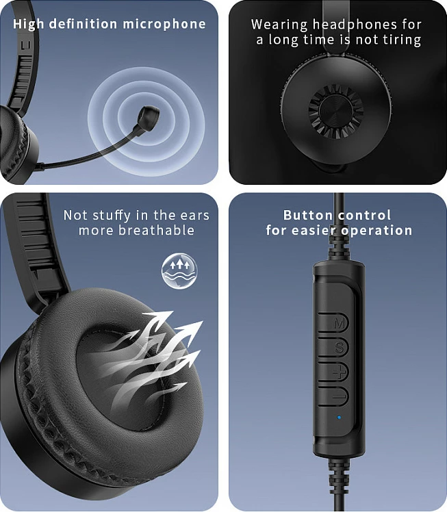 Kufje EQUIP Stereo Headset, USB-A, kabllo 2 m, me mikrofon, të zeza