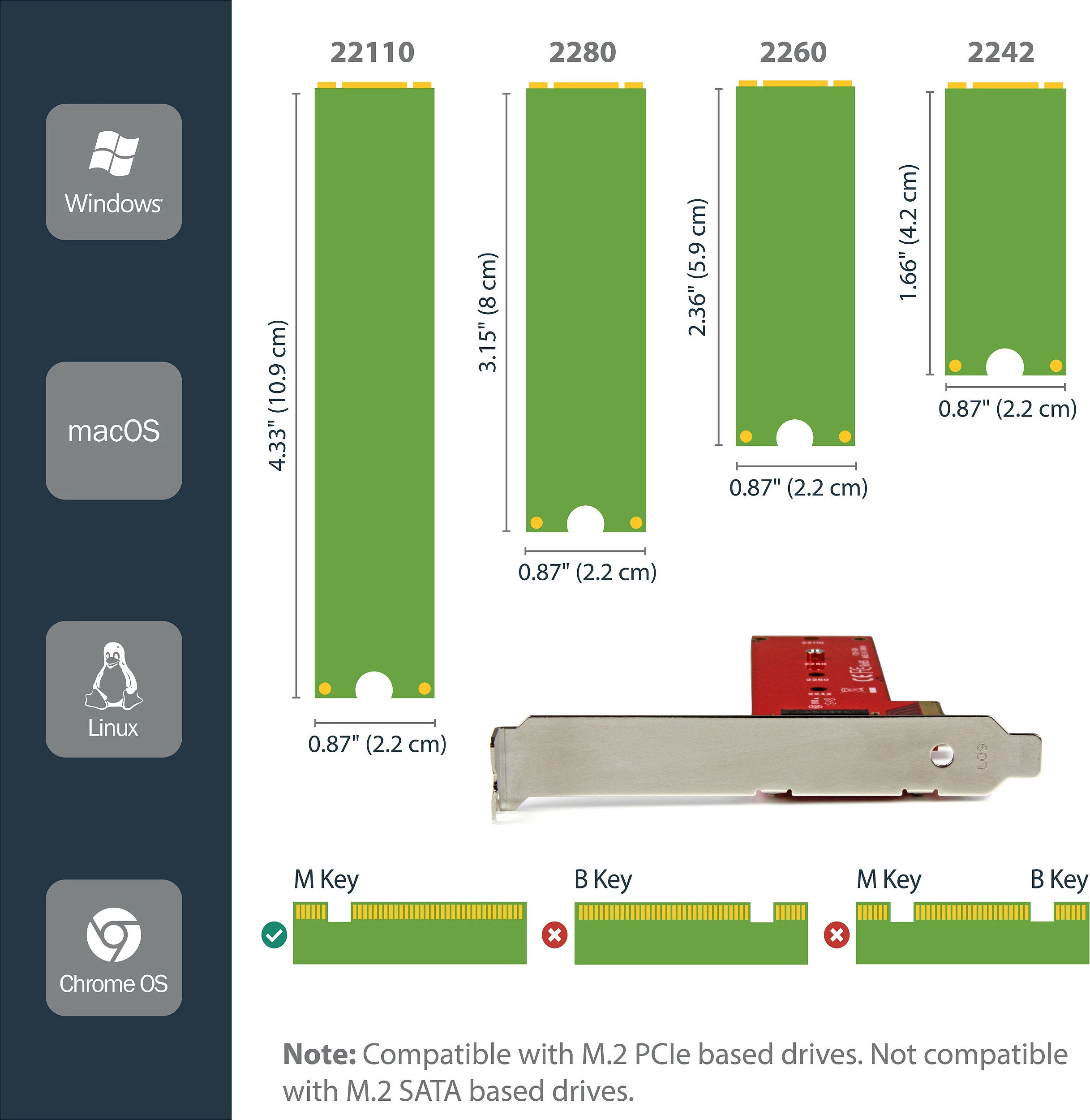Adapter PCIe në M.2 NVMe SSD StarTech PEX4M2E1, PCIe 3.0 x4, full-height/low-profile, i kuq
