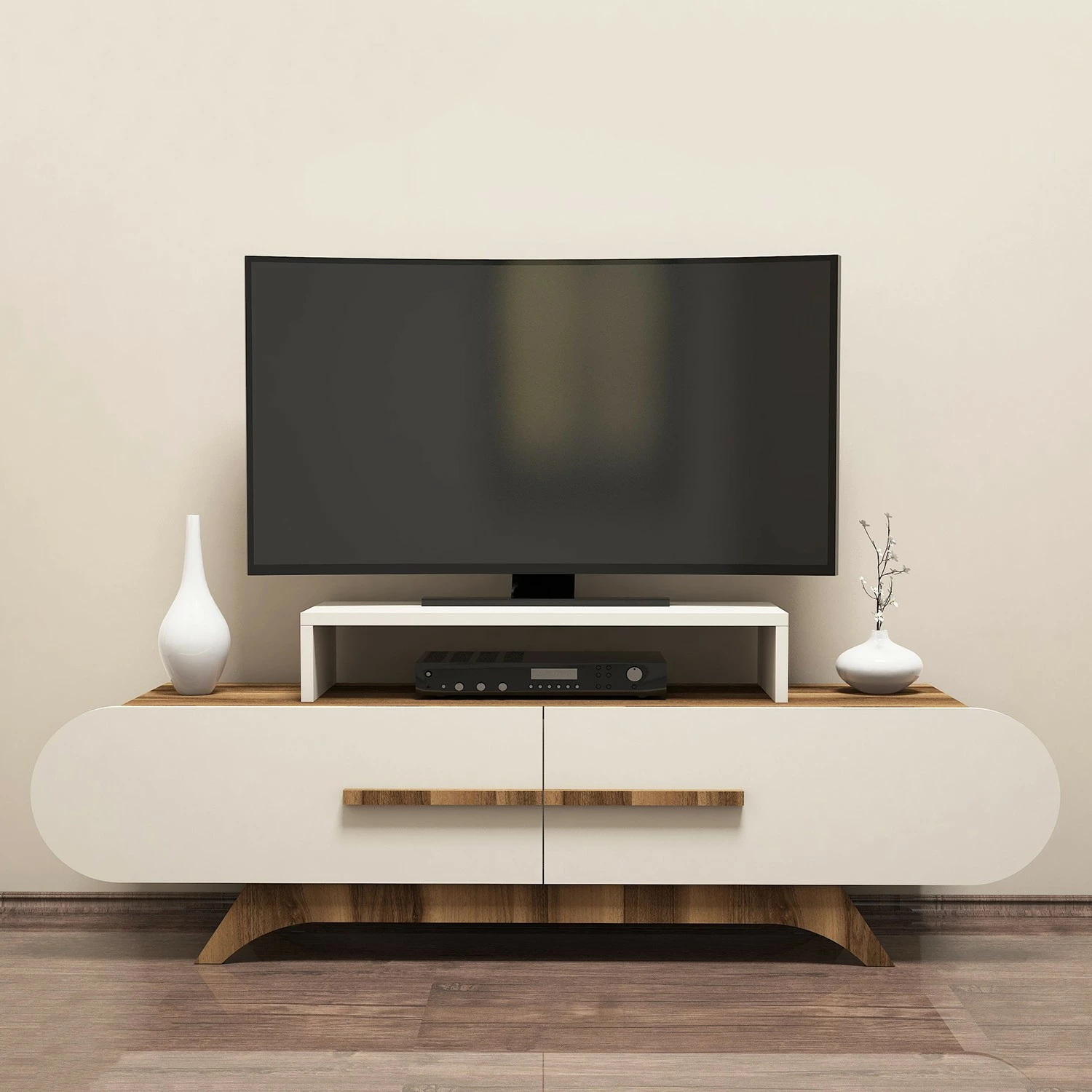 Komodë TV Hanah Home, ngjyrë trëndafili-lisi, krem