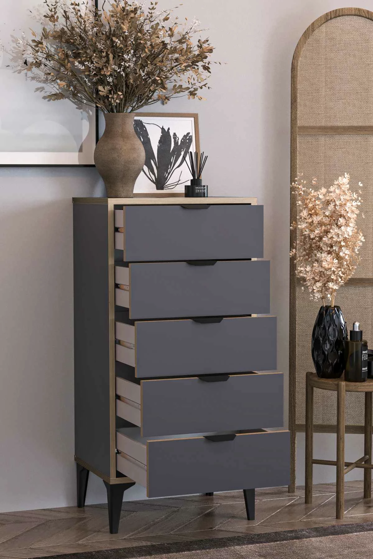 Komodë Arden, ngjyrë antracit, Skye Decor