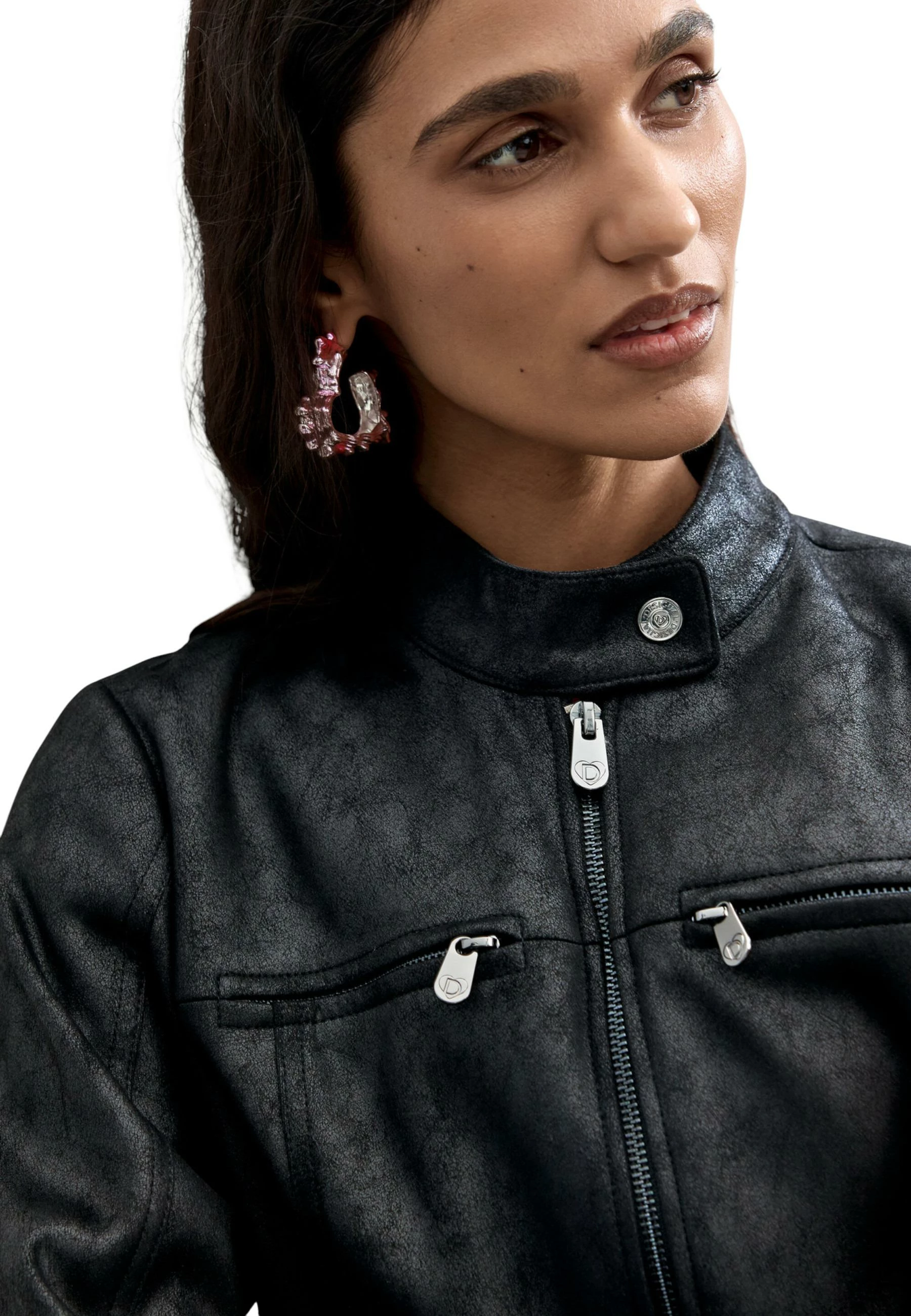 Jakne për femra Desigual CHAQ_BIKERCY 26WWEW09, e zezë [Madhësia: M]