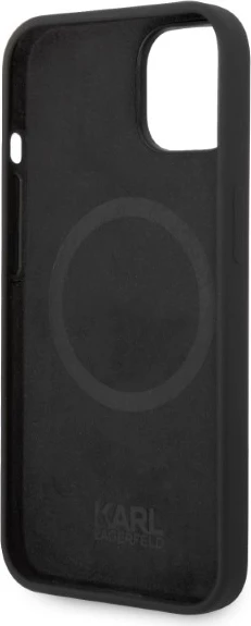Mbështjellës Karl Lagerfeld KLHMP14MSNIKBCK për iPhone 14 Plus 6.7", silikon, MagSafe, zi