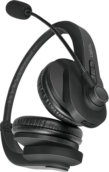 Kufje Bluetooth LogiLink BT0060, wireless, me mikrofon boom, për call center, të zeza