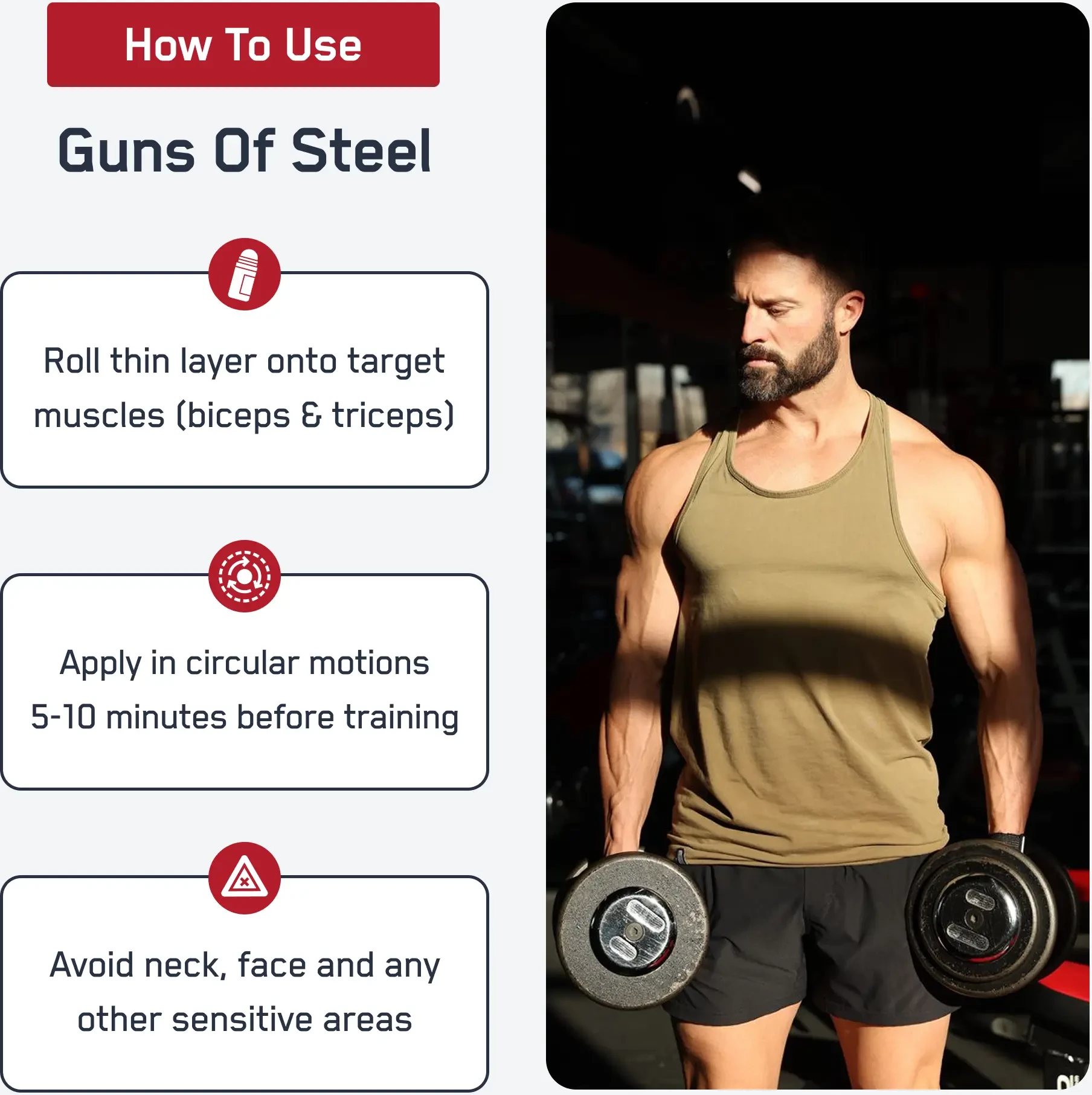 Guns of Steel® – Aktivizues Topikal për Muskuj