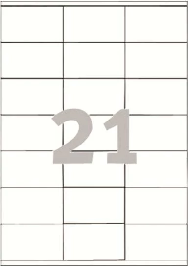 Etiketa vetëngjitëse, Avery Zweckform 3481, 70 x 41 mm, A4, 100 fletë, 2100 etiketa, e bardhë