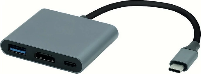 Adapter USB-C ROLINE 12.03.3199, HDMI 4K@60Hz, USB-A + USB-C PD, Gri