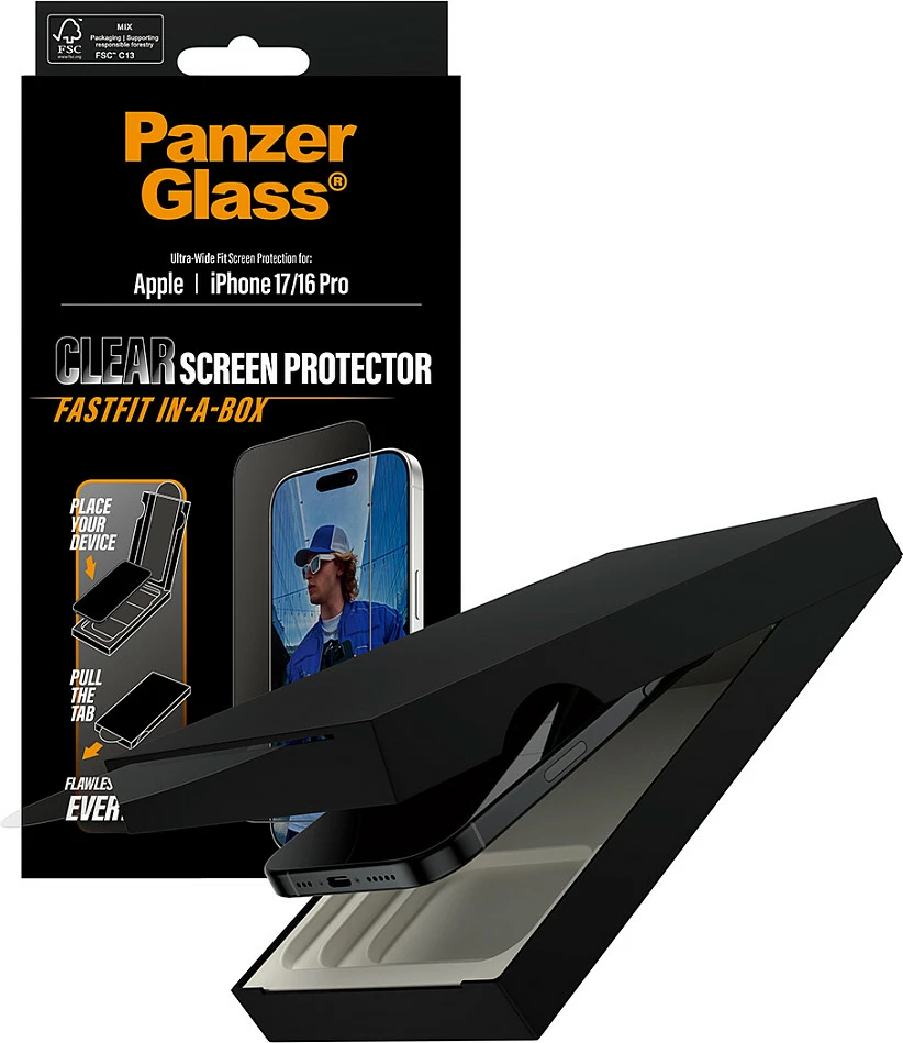 Mbrojtës ekrani PanzerGlass iPhone 17 UWF, kornizë e zezë