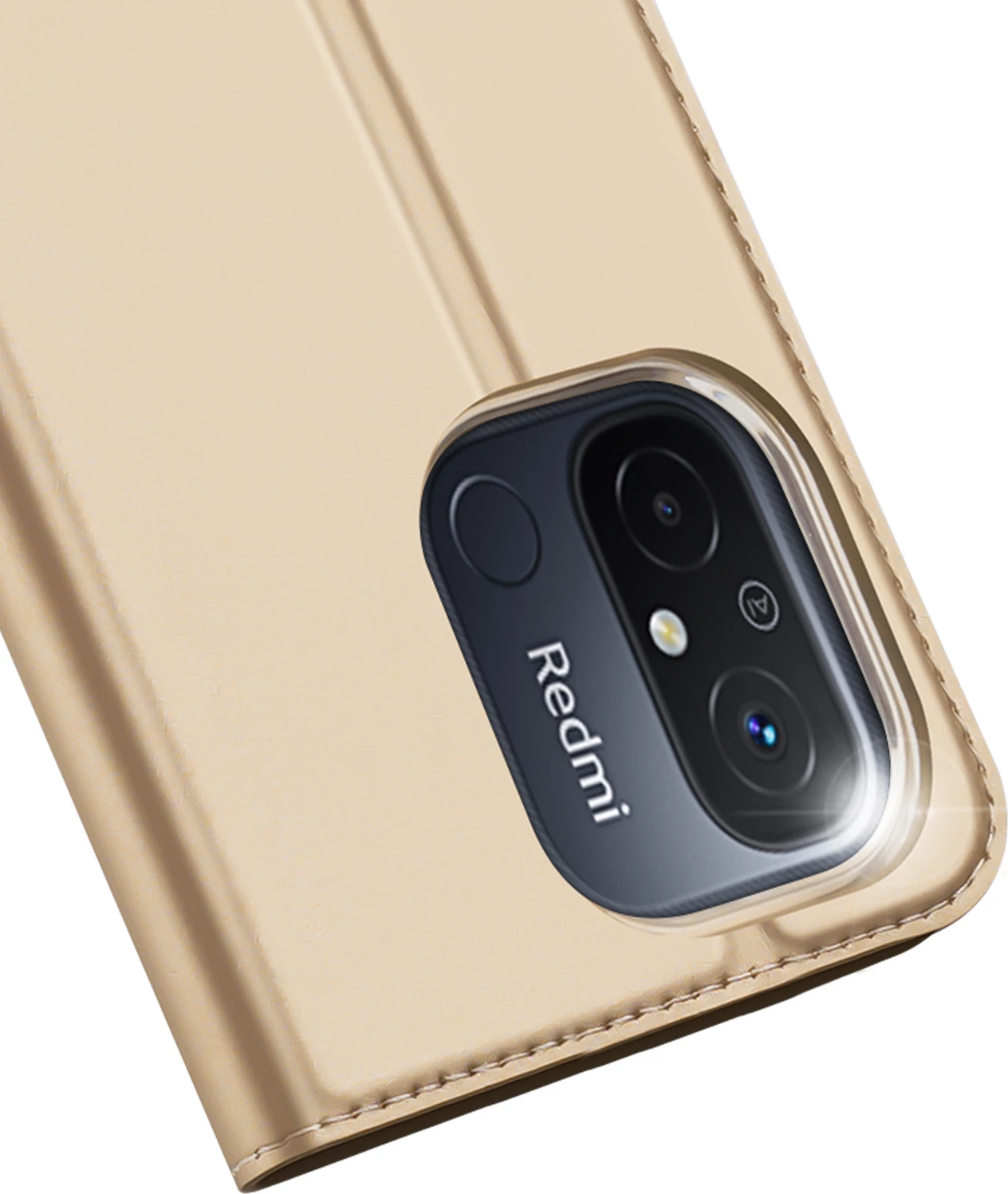 Mbështjellës Dux Ducis Skin Pro për Xiaomi Redmi 11A / Poco C55 / Redmi 12C, me kapak, xhep kartele, gold