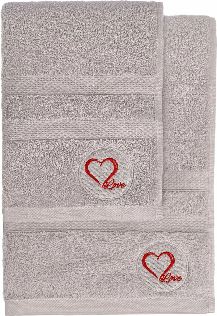Set peshqirësh duarsh dhe banje (2 copë), Mijolnir, Love, gri