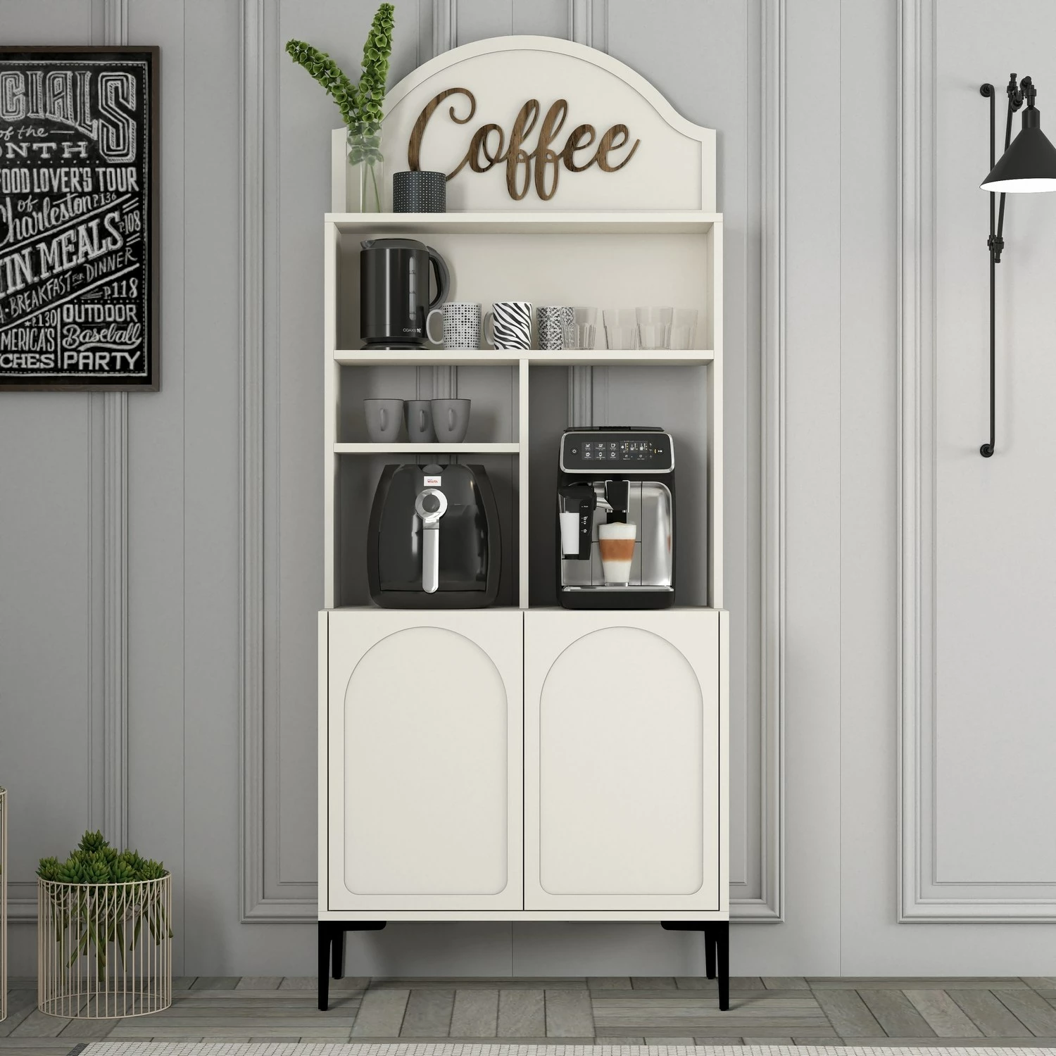 Dollap për kafe, Skye Decor, Lyon 80, krem dhe i zi