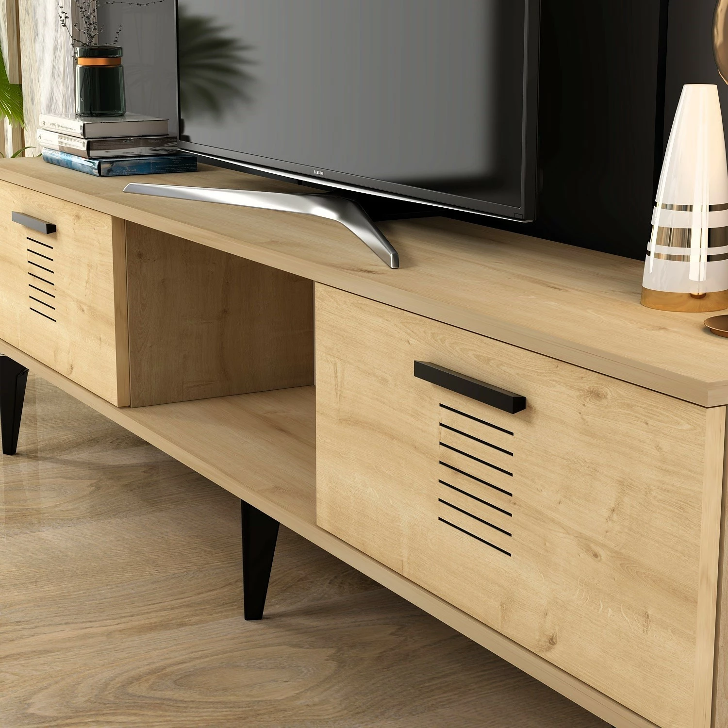 Komodë TV Hanah Home, Asimo, ngjyrë lisi Sapphire Oak