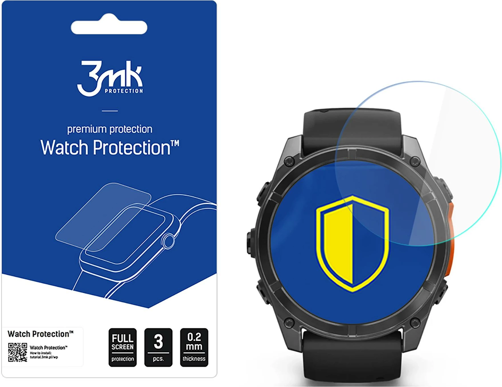 Mbrojtëse xhami hibride 3mk Protection për Garmin Fenix 8 Amoled 51mm, set prej 3 copë