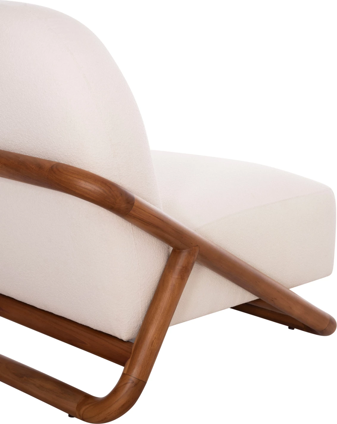 Karrige lounge Ramrod, dru tik natyral, boucle krem e bardhë, 75x87x79cm