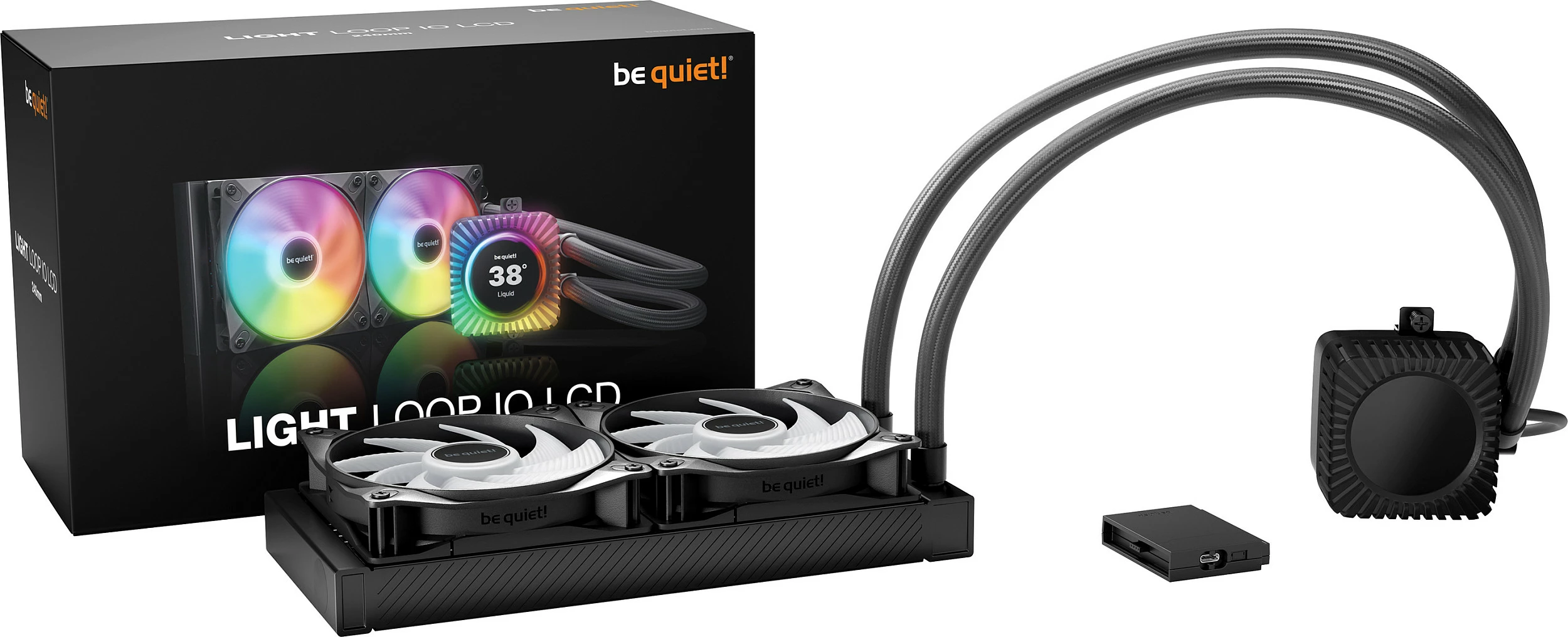 Ftohës uji për CPU be quiet! Light Loop IO LCD 240mm, 2x120mm RGB, i zi