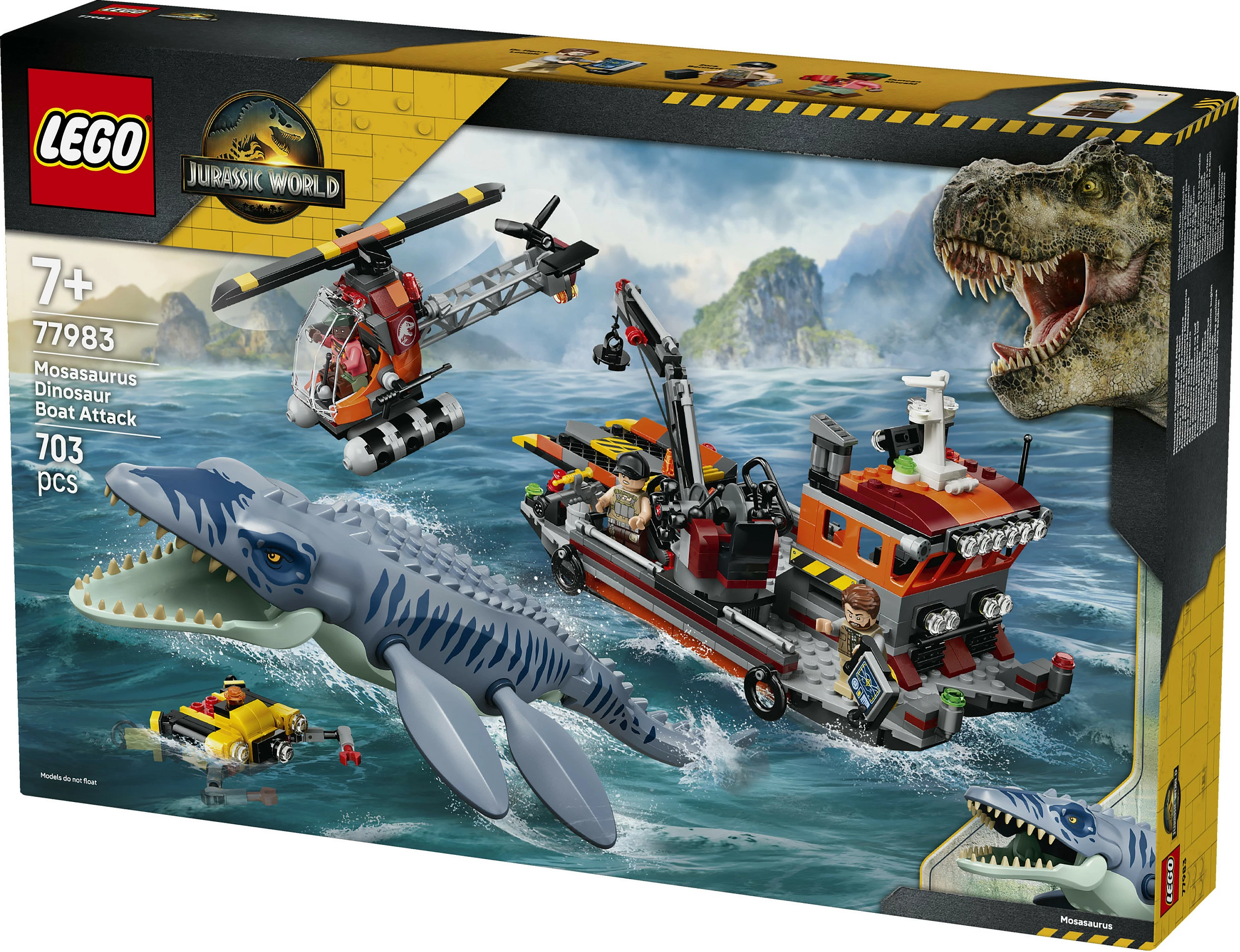 Set LEGO Jurassic World 77983 Mosasaurus Boat Attack, 703 copë