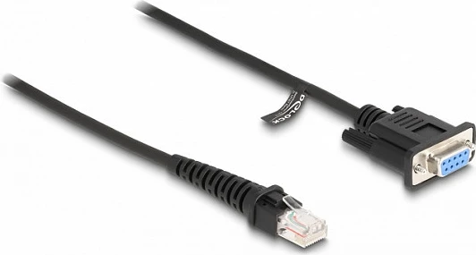 Kabllo spirale DeLOCK RJ-50 në D-Sub 9-pin, 1.5 m, e zezë
