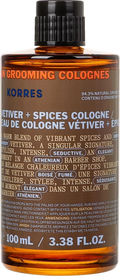 Eau de Cologne për meshkuj Korres Athenian Grooming Vetiver + Spices 100ml