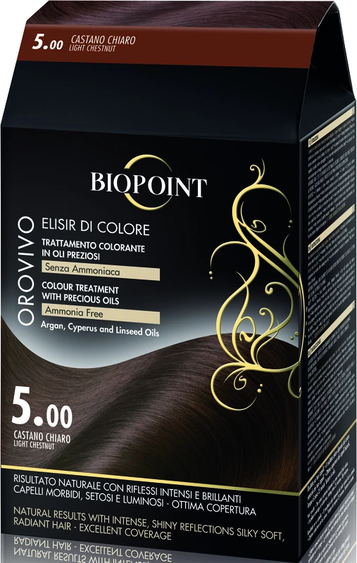 Ngjyrë për flokë Biopoint Orovivo 5.00 gështenjë e qeltë, 100 ml