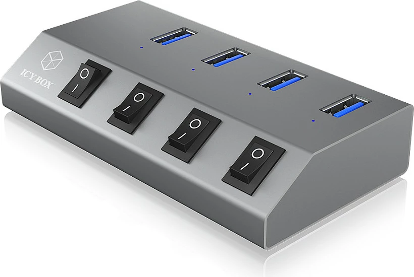 USB hub ICY BOX IB-HUB1405, 4 porta, USB 3.2 Gen 1, alumini, anthracite