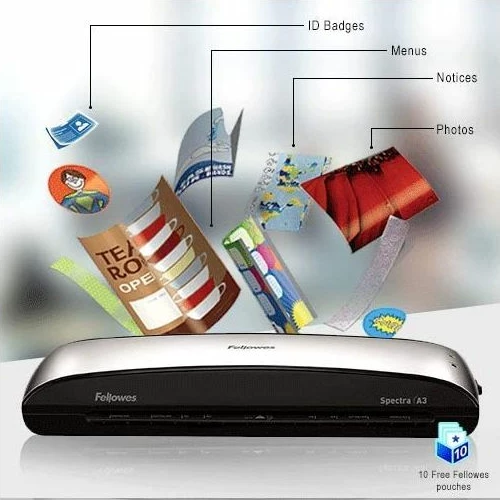 Plastifikator FELLOWES Saturn 3i A3, 80-125 mikron, i zi/argjendtë, set 10 qese plastifikimi