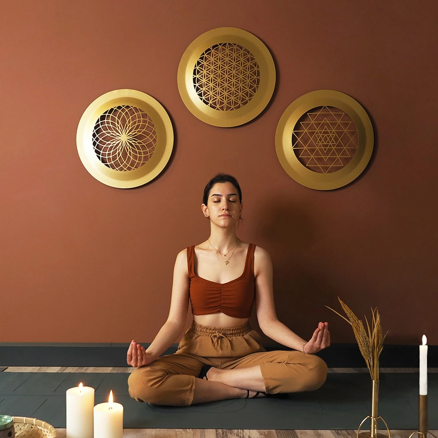 Aksesor dekorativ metalik për mur Wallity, ngjyrë ari, APT757MAA