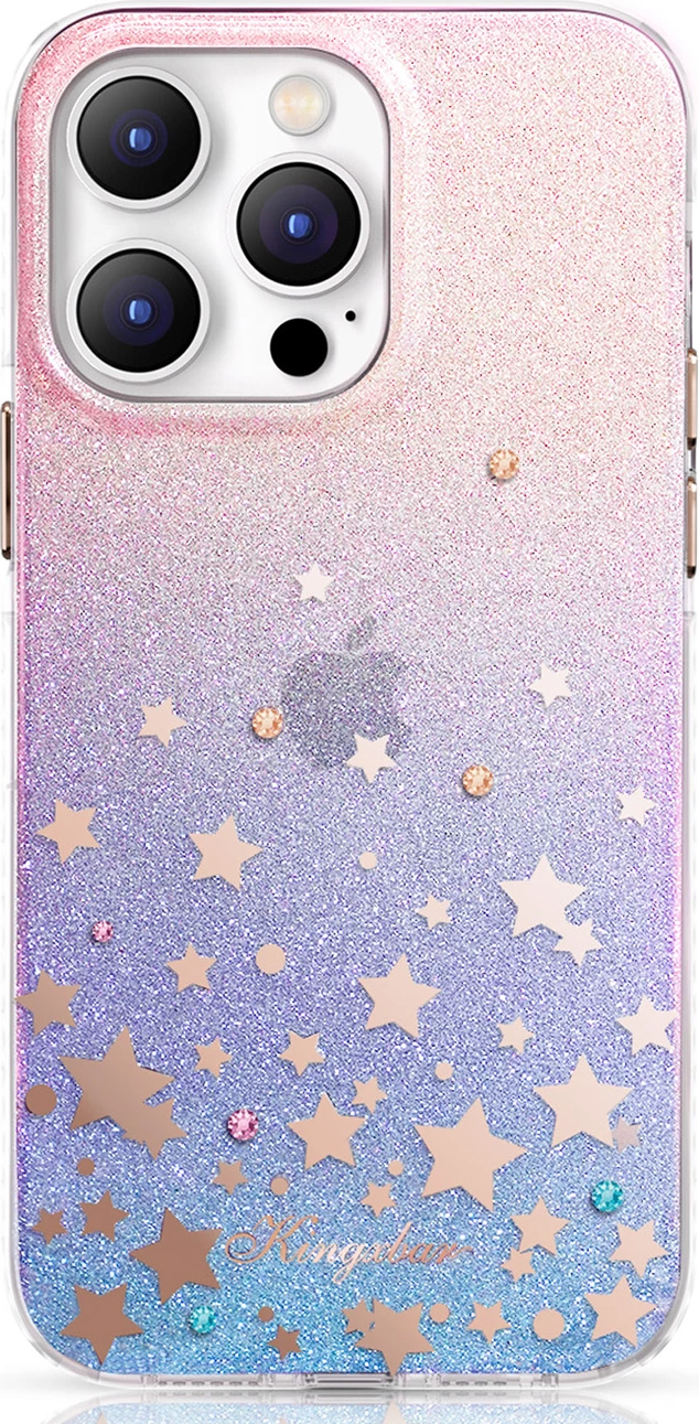 Mbështjellës Kingxbar Heart Star Series për iPhone 14 Plus, TPU, vjollcë/rozë me shkëlqim