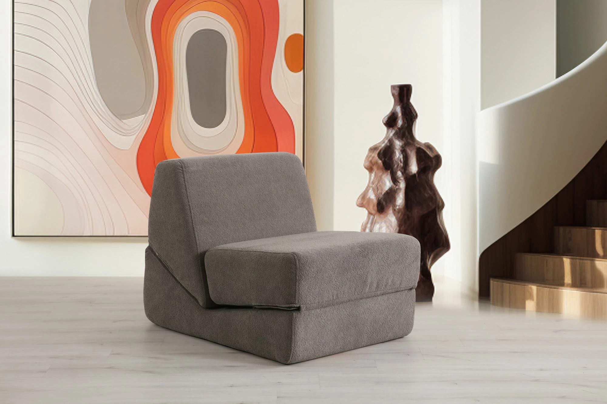Krevat-karrige një vendëshe, ngjyrë gri e ngrohtë, Atelier del Sofa, Origami Convertable