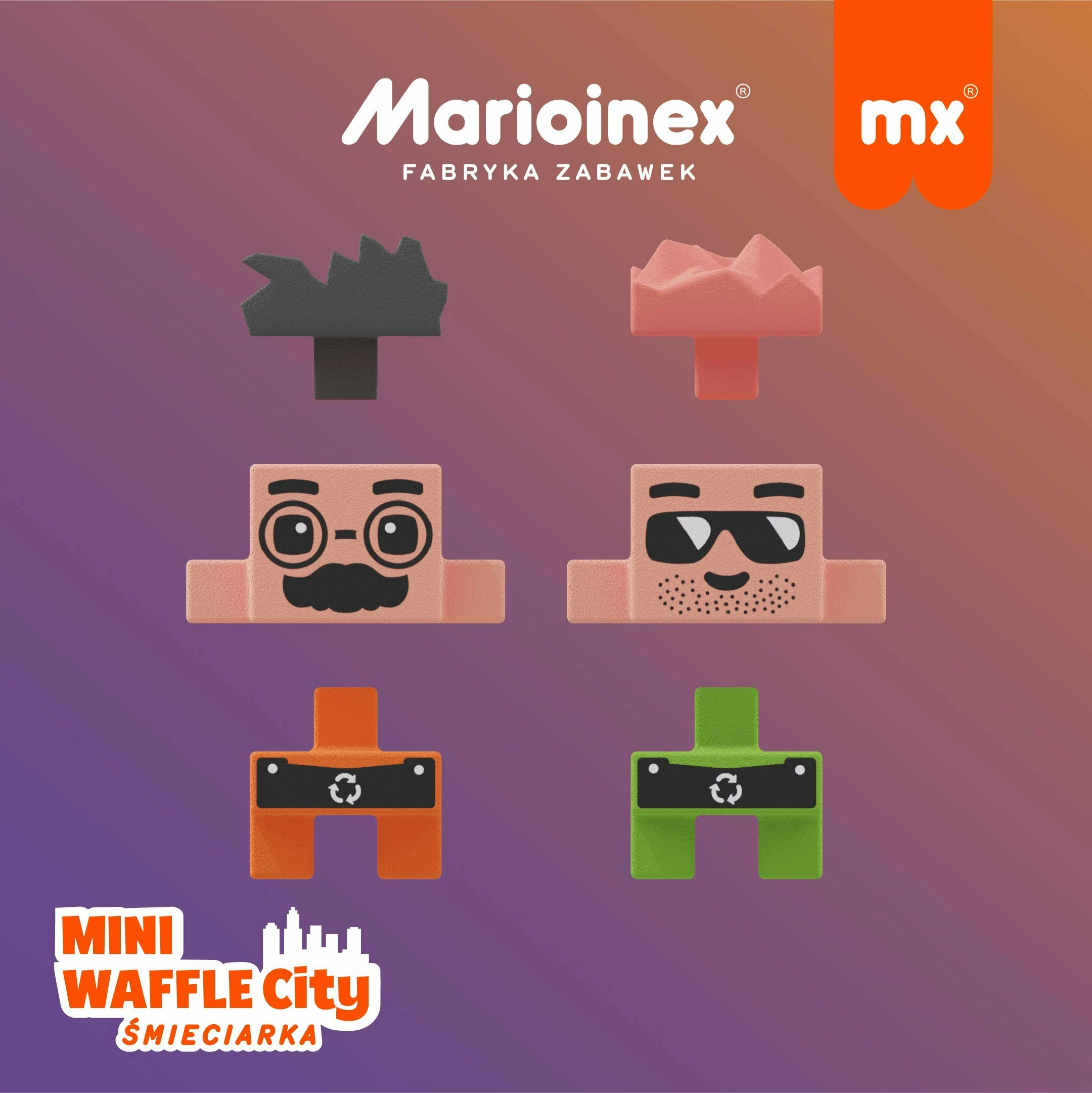 Set blloqesh ndërtimi Marioinex Mini Waffle City Kamion mbeturinash 03131, 148 copë, 2 figurina