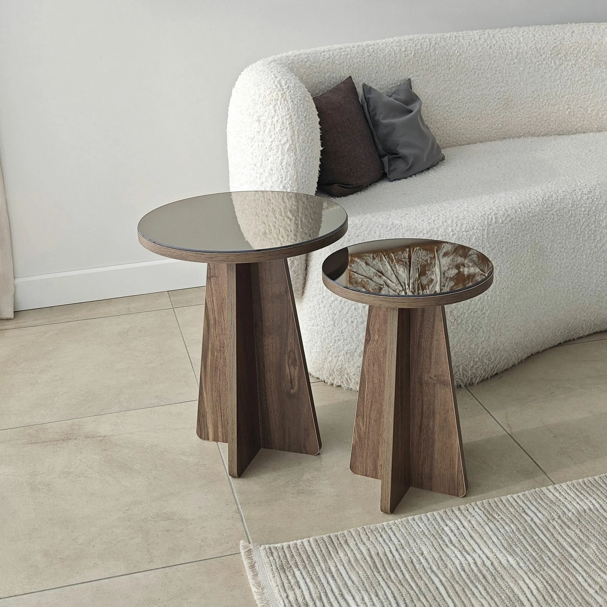 Set tavolinash anësore Skye Decor, Luna 2, bronzi, arr