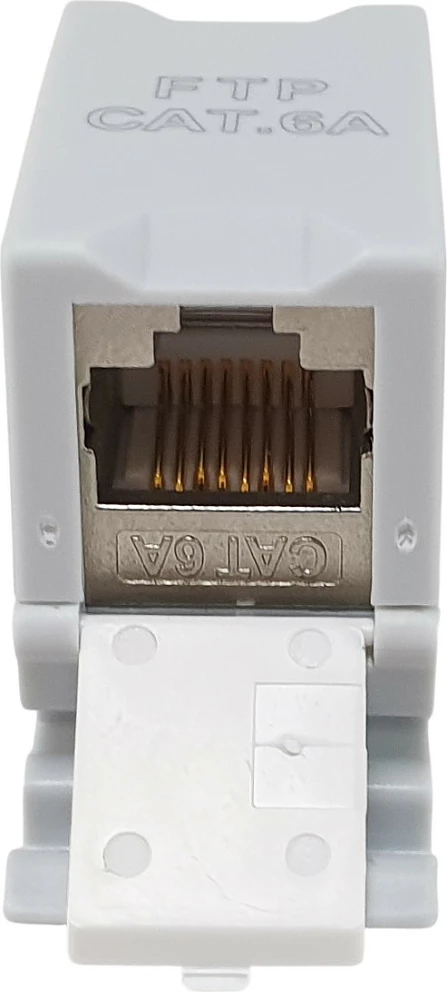 Keystone kopler EQUIP Cat6A, RJ45 femër-femër, i mbrojtur (FTP), PoE, gri