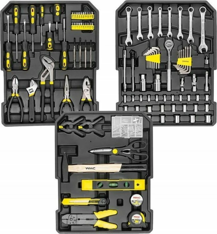 Set veglash WMC WMC-186-3 186 copë, zi/verdhe, në valixhe