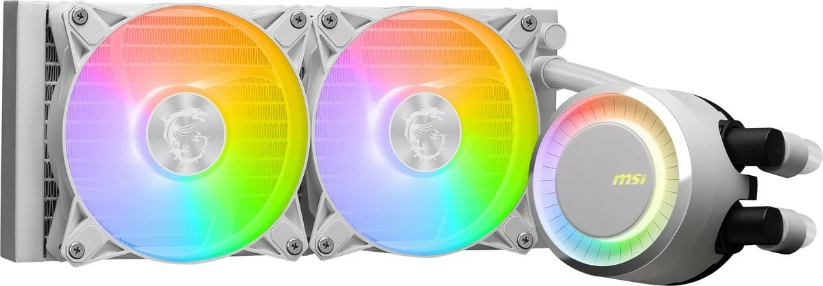 Ftohës CPU AIO, MSI, MAG CORELIQUID E240, radiator 240 mm 2x120 mm ARGB, kompatibil LGA1700/AM5, e bardhë