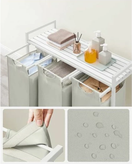 Kosh rrobash VASAGLE BLH301W01, 3 ndarje, 114 L, me raft, e bardhë