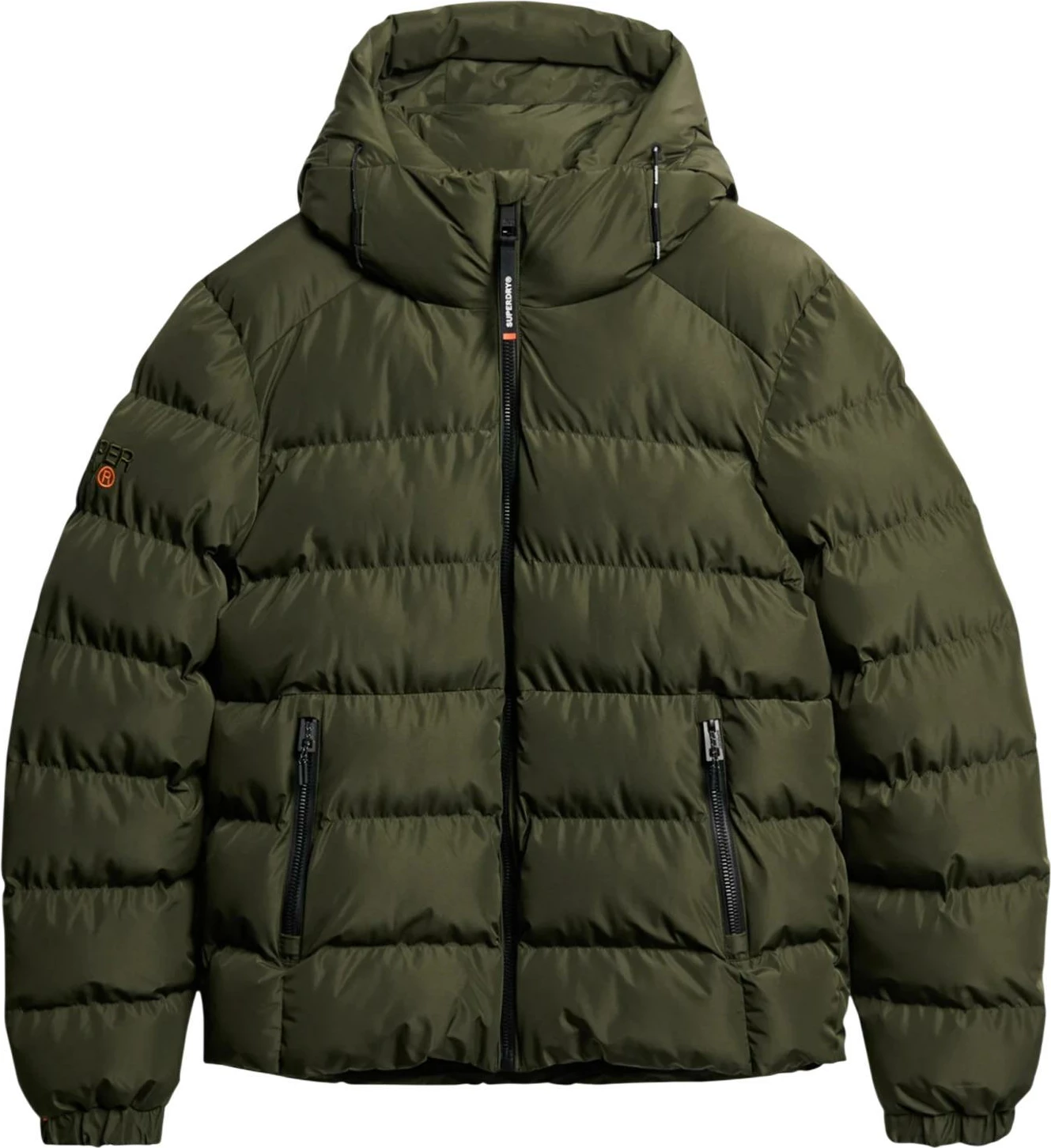 Jakne puffer sportive me kapuç Superdry SDM5011905A për meshkuj, e gjelbër ulliri [Madhësia: XL]