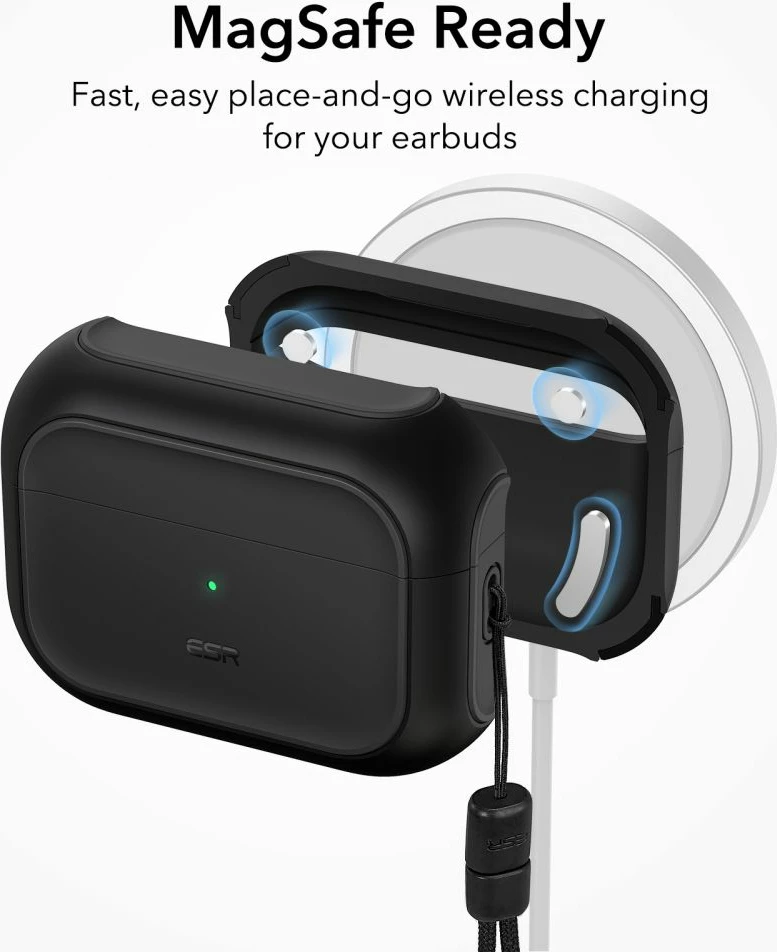 Mbështjellës ESR Orbit HaloLock me MagSafe për Apple AirPods Pro/Pro 2, i zi