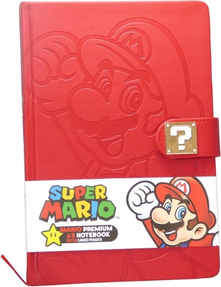 Fletore premium A5 Pyramid International Super Mario, kapak i fortë, faqe me vija, e kuqe