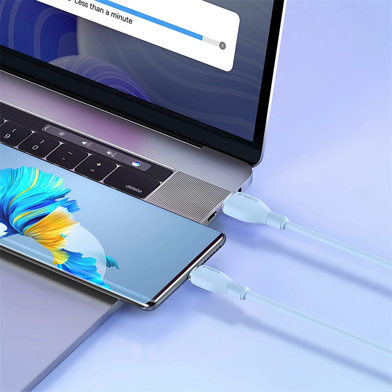 Kabllo Baseus Pudding USB-A në USB-C, 2m, 100W, Kaltër