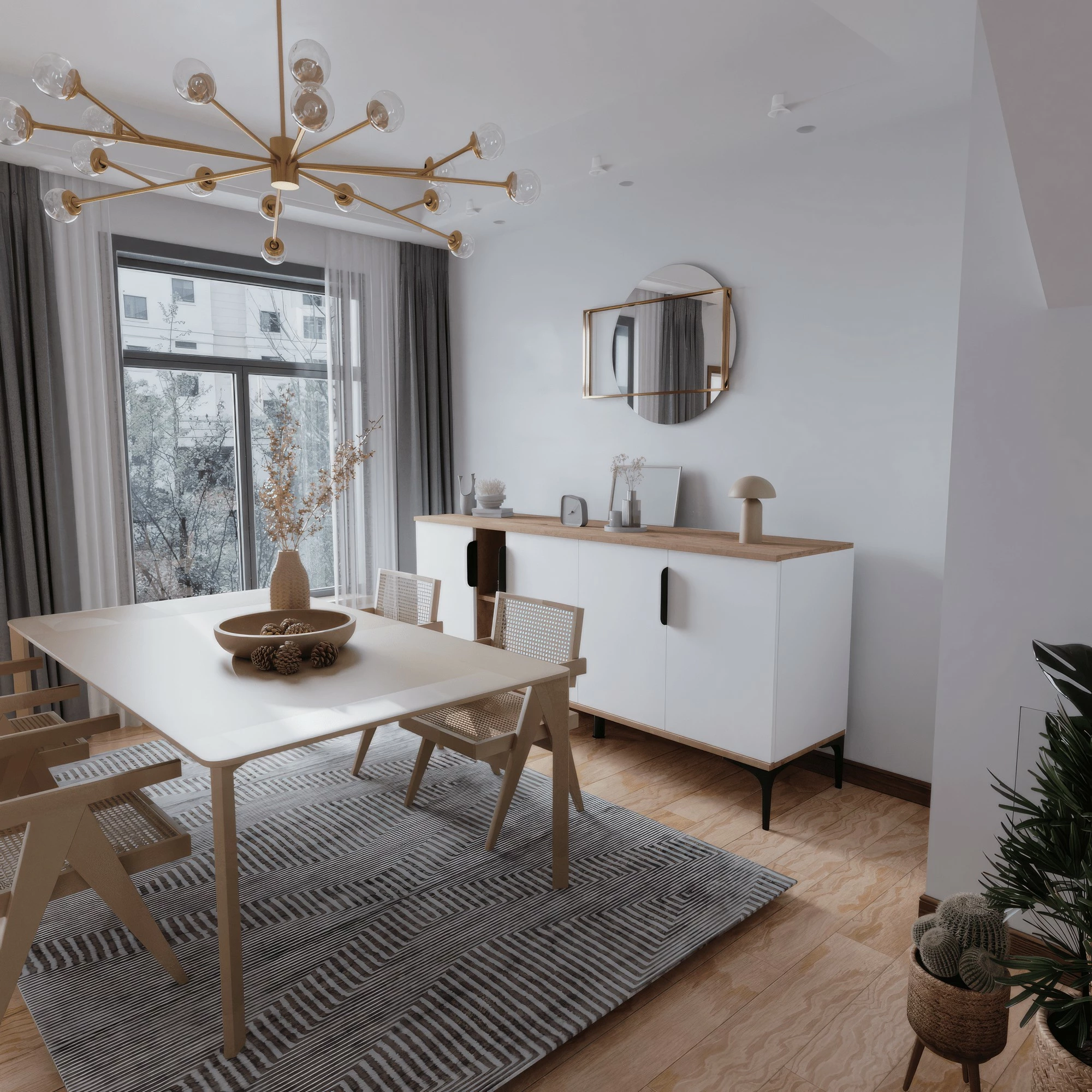 Konsol Skye Decor, ngjyrë lisi dhe e bardhë, Tarz