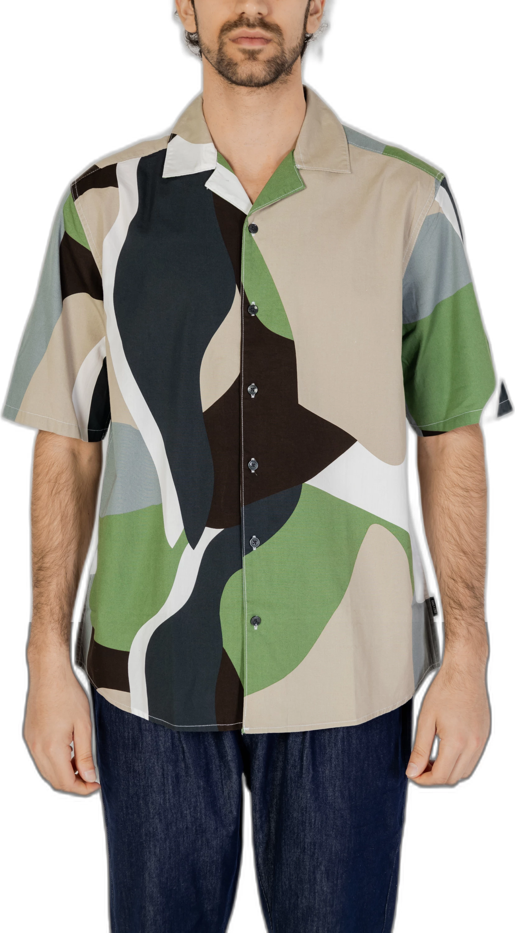 Këmishë me mëngë të shkurta për meshkuj Only & Sons Onstie Rlx Ss Aop Resort 22028044, e gjelbër