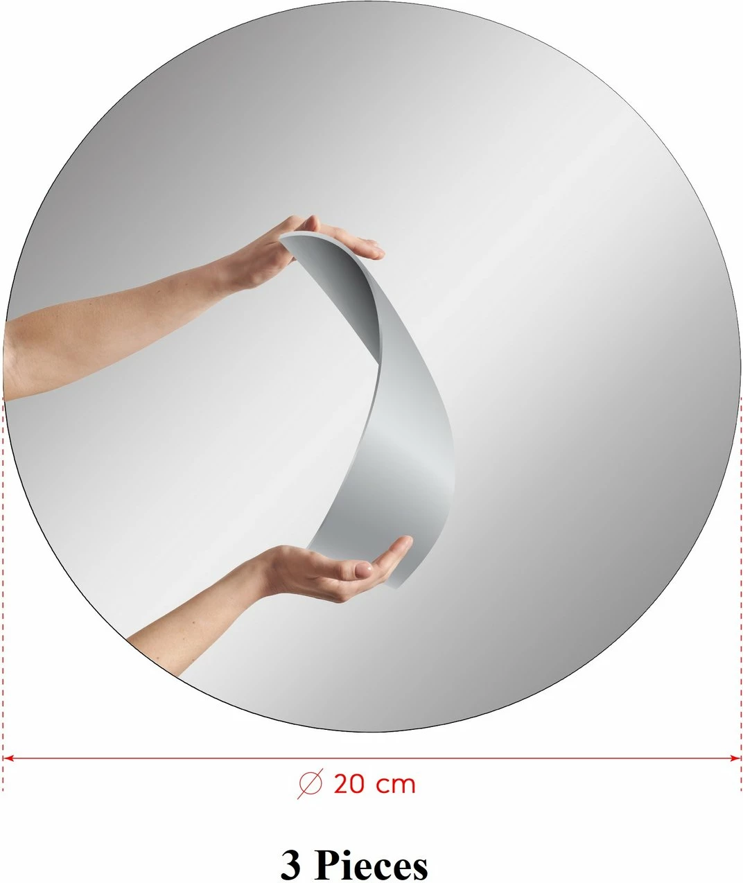 Set pasqyrash të rrumbullakëta, ngjyrë argjendi, Hanah Home, diametër 20 cm, treshe