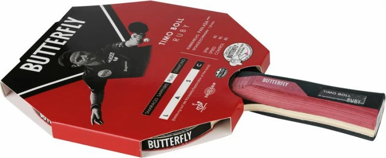 Reket pingpongu Butterfly, kuq e zi [Dorëza: FL-konkav]