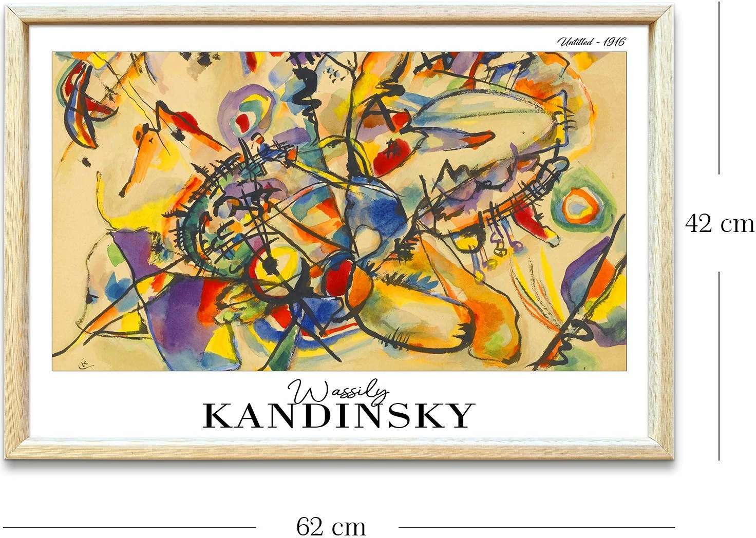 Pikturë dekorative me kornizë, Wallity, 4262AHSKANDINSKY-025, shumëngjyrëshe, 42x62cm