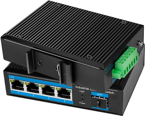 Switch industrial Gigabit Ethernet LogiLink, 4x RJ45 1000Mbps + 1x SFP, i zi