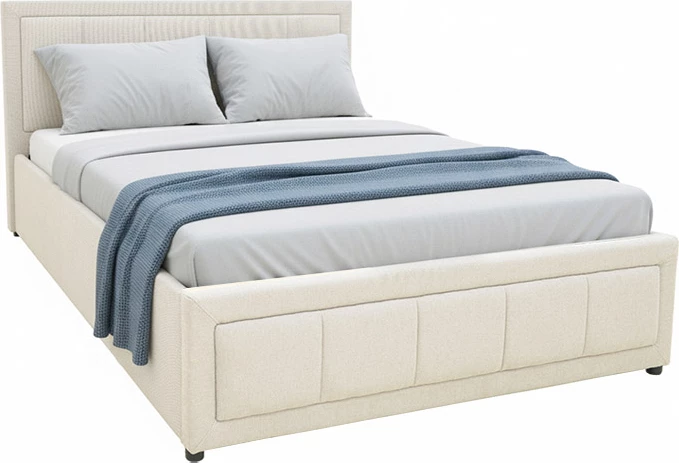 Krevat me hapësirë për depo, stof bezhë, Huga, 120x200cm