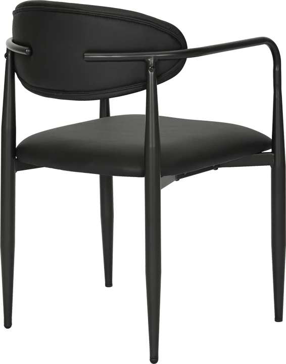 Karrige me krahë Kalone, lëkurë sintetike e zezë, këmbë metalike, 56x55x78cm