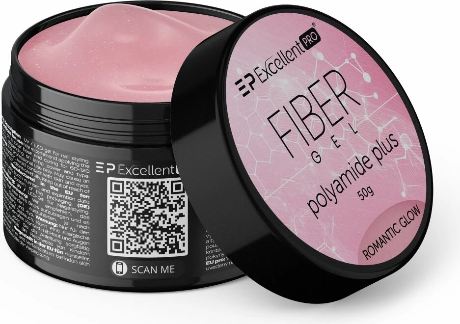 Xhel ndërtues për thonj Excellent PRO Fiber Gel Polyamide Plus Romantic Glow 50g për femra