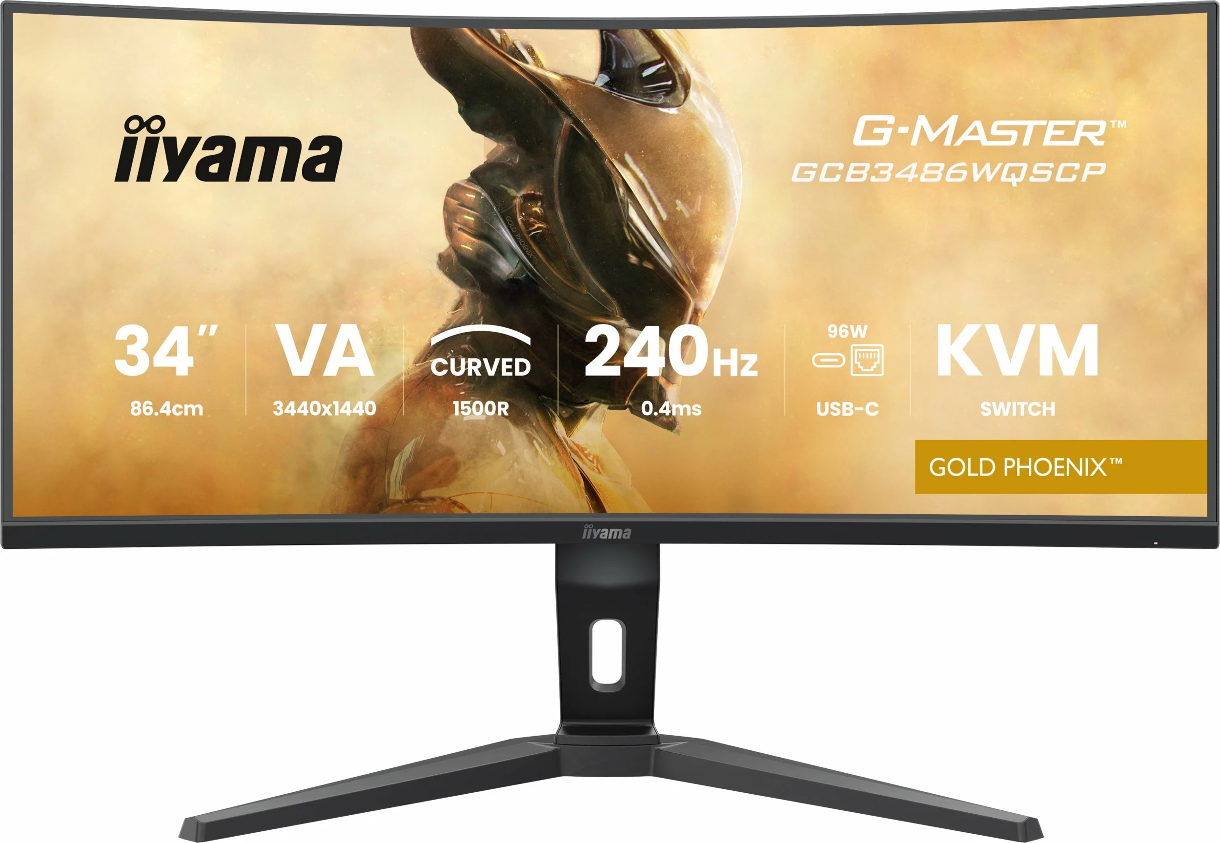 Monitor gaming iiyama G-Master GCB3486WQSCP-B1 Gold Phoenix 34\" UWQHD 240Hz curved VA me USB-C/KVM